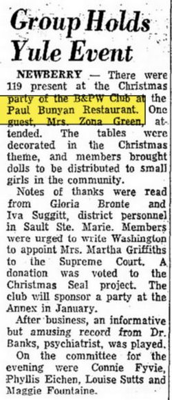 Paul Bunyan Restaurant - Dec 1969 Article (newer photo)